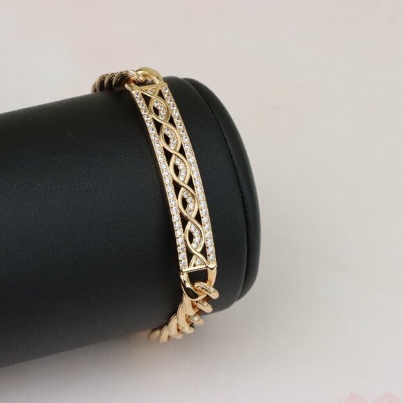 "Elegant Rose Gold Bracelet with Infinity Design and CZ Accents, XPBL0853 - Picture 10 of 12